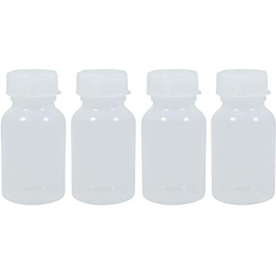 mikken 4 x bred halsflaska 100 ml med skruvlock, apoteksflaska, laboratorieflaska, medicinflaska, förvaringsburk, plastburk, av plast (PE-LD), BPA-fri – tillverkad i Tyskland mikken 4 x bred halsflaska 100 ml med skruvlock, apoteksflaska, laboratorieflaska, medicinflaska, förvaringsburk, plastburk, av plast (PE-LD), BPA-fri – tillverkad i Tyskland