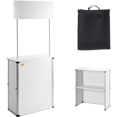 VEVOR Kampanjräknarbord, bärbart podiumbord för mässor, 78,5 cm x 38 cm x 181,5 cm, utställningsdiskställ båsmässa med vägg, pop-up podium med förvaringsställ/bärväska VEVOR Kampanjräknarbord, bärbart podiumbord för mässor, 78,5 cm x 38 cm x 181,5 cm, utställningsdiskställ båsmässa med vägg, pop-up podium med förvaringsställ/bärväska