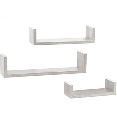 BAKAJI Set med 3 Vägghyllor Modern Design med sidokanter Hylla 1 Trähylla MDF Olika Storlekar (Vit) BAKAJI Set med 3 Vägghyllor Modern Design med sidokanter Hylla 1 Trähylla MDF Olika Storlekar (Vit)