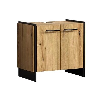 trendteam smart living – Safiya – tvättställsunderskåp – ek/svart – tvättställ med 2 dörrar och 1 hylla – (B x H x D) 60 x 56 x 34 cm – svarta metallhandtag trendteam smart living – Safiya – tvättställsunderskåp – ek/svart – tvättställ med 2 dörrar och 1 hylla – (B x H x D) 60 x 56 x 34 cm – svarta metallhandtag