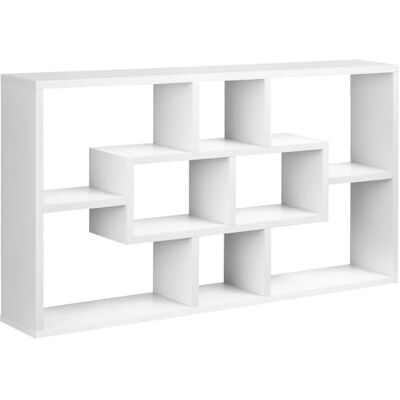 HOMCOM Vägghylla bokhylla med 8 kuber, hängande förvaringshylla modern design för vardagsrum, vardagsrum, 85 x 14,5 x 47,5 cm, vit HOMCOM Vägghylla bokhylla med 8 kuber, hängande förvaringshylla modern design för vardagsrum, vardagsrum, 85 x 14,5 x 47,5 cm, vit