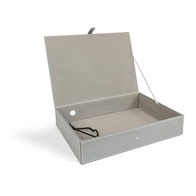 OSCO Grå låsfil i fuskläder Dokumentförvaring pappersarkiv låsfjäder säkrad med fäststift H 37,5 x B 8 x D26,5 cm OSCO Grå låsfil i fuskläder Dokumentförvaring pappersarkiv låsfjäder säkrad med fäststift H 37,5 x B 8 x D26,5 cm