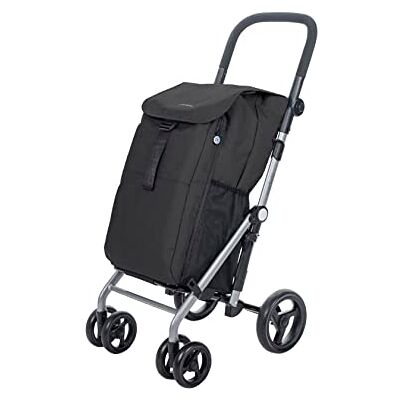 Carlett – Pack Shopping Trolley presentkrok, vikbar stormarknadsbil, 4 hjul, 25 kg kapacitet, 53 l huvudficka, 9 l termoväska och bakficka – färg svart Carlett – Pack Shopping Trolley presentkrok, vikbar stormarknadsbil, 4 hjul, 25 kg kapacitet, 53 l huvudficka, 9 l termoväska och bakficka – färg svart