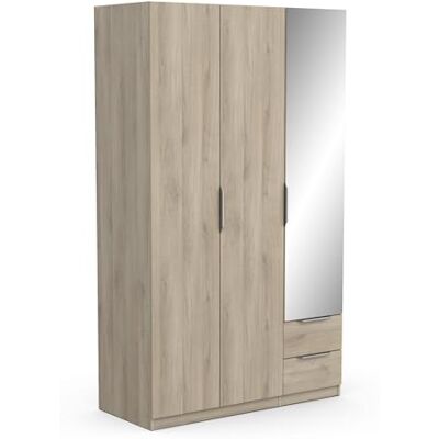 Demeyere Omklädningsskåp med spegel och garderob modern 3 dörrar 2 lådor 4 nischer färg ek kronberg-119, konstruerat trä, 119,4 x 51,1 x 203 cm Demeyere Omklädningsskåp med spegel och garderob modern 3 dörrar 2 lådor 4 nischer färg ek kronberg-119, konstruerat trä, 119,4 x 51,1 x 203 cm