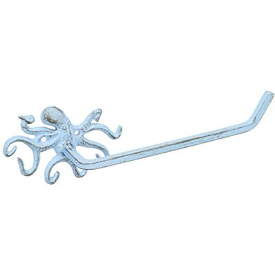 Hampton Nautical Hampton nautisk K-9205 solid ljusblå rustik ljusblå gjutjärn bläckfisk toalettpappershållare 28 cm – strand badrumsdekor – stranddekor – gjutjärn Hampton Nautical Hampton nautisk K-9205 solid ljusblå rustik ljusblå gjutjärn bläckfisk toalettpappershållare 28 cm – strand badrumsdekor – stranddekor – gjutjärn