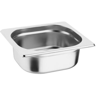 Vogue K985 1/6 gastronomipanna i rostfritt stål, 65 mm, djup matbehållare, silverfärgad Vogue K985 1/6 gastronomipanna i rostfritt stål, 65 mm, djup matbehållare, silverfärgad