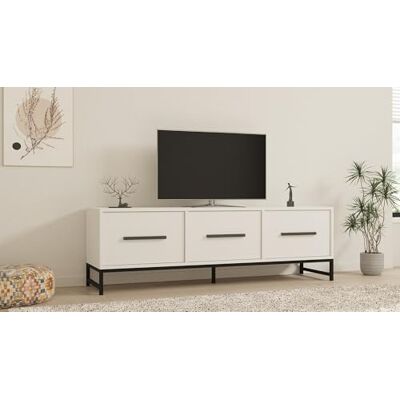 Hanah Home Hanah Hem modernt vitt TV-stativ, 160 cm, 100% melaminbelagd partikelbräda, 18 mm tjock väggmonterad, flera hyllor, snygg och funktionell design Hanah Home Hanah Hem modernt vitt TV-stativ, 160 cm, 100% melaminbelagd partikelbräda, 18 mm tjock väggmonterad, flera hyllor, snygg och funktionell design