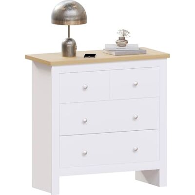 Vida Designs Arlington 2+2 lådor bröst, konstruerat trä, vit och ek, H 81 x B 79 x D 35 cm Vida Designs Arlington 2+2 lådor bröst, konstruerat trä, vit och ek, H 81 x B 79 x D 35 cm