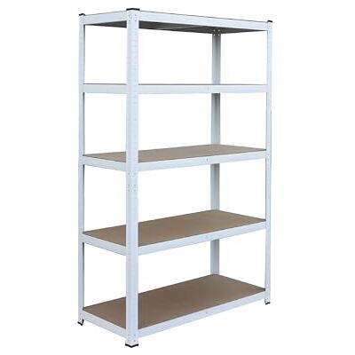 Relaxdays Tung hylla 875 kg, 5 hyllor, 60 x 100 x 200 cm, vit/brun, utan skruvar Relaxdays Tung hylla 875 kg, 5 hyllor, 60 x 100 x 200 cm, vit/brun, utan skruvar