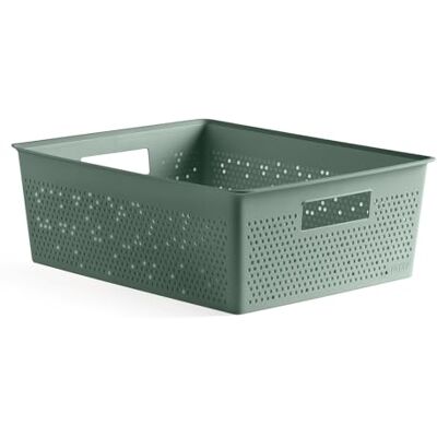 Tatay Förvaringskorg i Plast 12 L Bohol, 30x39x13,5 Cm, Optimal Ventilation Förvaringskorg för Hem Återvunnen Plast BPA-Fritt Material Modulärt Stapelsystem Praktisk Förvaringsbox, Grön Tatay Förvaringskorg i Plast 12 L Bohol, 30x39x13,5 Cm, Optimal Ventilation Förvaringskorg för Hem Återvunnen Plast BPA-Fritt Material Modulärt Stapelsystem Praktisk Förvaringsbox, Grön