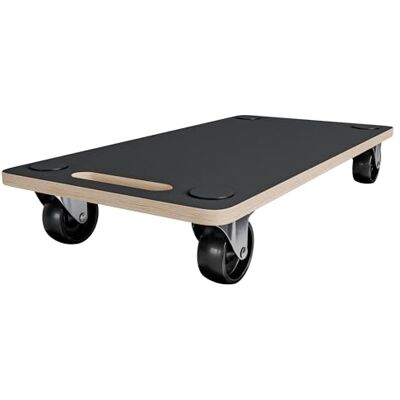 Amig Lastplattform med hjul Rektangulärt rullställ 4 halkfria mattor 58 x 29 cm Maxlast: 200 kg 4 hjul: 2 med bromsar MDF FSC-certifierad Svart Amig Lastplattform med hjul Rektangulärt rullställ 4 halkfria mattor 58 x 29 cm Maxlast: 200 kg 4 hjul: 2 med bromsar MDF FSC-certifierad Svart