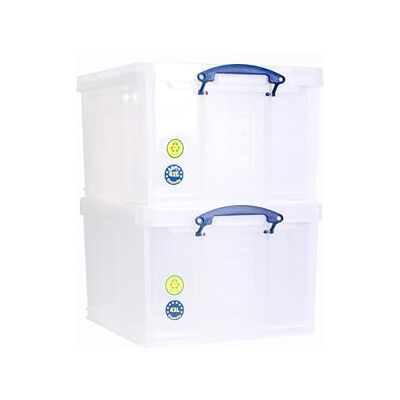 Really Useful Box Verkligen användbar plastförvaringslåda 42 liter klar (förpackning med 2) Really Useful Box Verkligen användbar plastförvaringslåda 42 liter klar (förpackning med 2)