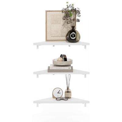 Furinno Rossi triangel hörn flytande hyllor, väggmonterad displayhylla, vit, set med 3 Furinno Rossi triangel hörn flytande hyllor, väggmonterad displayhylla, vit, set med 3