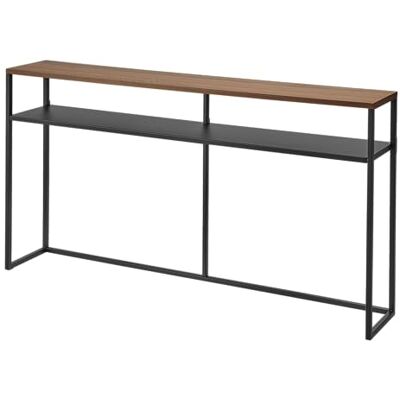 YAMAZAKI 2029 Tower konsolbord med hylla, svart, stål/trä, minimalistiskt, 126 x 20,5 x 65 cm YAMAZAKI 2029 Tower konsolbord med hylla, svart, stål/trä, minimalistiskt, 126 x 20,5 x 65 cm