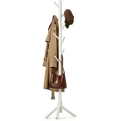 Relaxdays , klädställ, 8 krokar, modulärt, upp till 175 cm, hall & kontor, furu, vitt Relaxdays , klädställ, 8 krokar, modulärt, upp till 175 cm, hall & kontor, furu, vitt