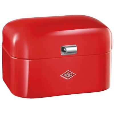 WESCO Brödlåda med enkel grandy i röd orange, pulverlackerad stålplåt, ventilationshål och stabilt handtag, specialutgåva, jul WESCO Brödlåda med enkel grandy i röd orange, pulverlackerad stålplåt, ventilationshål och stabilt handtag, specialutgåva, jul