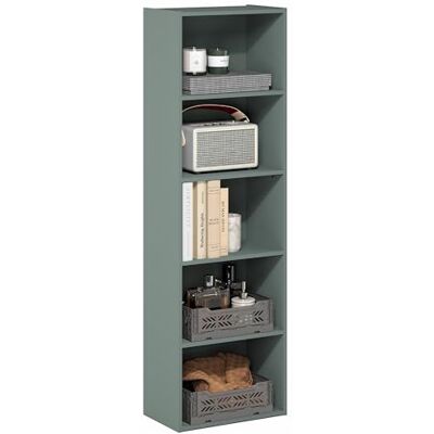 Furinno Luder 5 hinkar öppen hylla 24 x 40 x 132 cm för vardagsrum sovrum kontor salvia grön Furinno Luder 5 hinkar öppen hylla 24 x 40 x 132 cm för vardagsrum sovrum kontor salvia grön