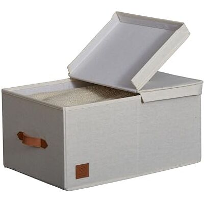 LOVE !T STORE !T LOVE IT STORE IT Premium förvaringslåda med lock – tillverkad av linne bomullstyg – förstärkt med trä – stor och stabil – beige – 50 x 33 x 24 cm LOVE !T STORE !T LOVE IT STORE IT Premium förvaringslåda med lock – tillverkad av linne bomullstyg – förstärkt med trä – stor och stabil – beige – 50 x 33 x 24 cm