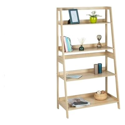 Avilia Trapetsformad förvaringshylla öppen med 4 utrymmesbesparande hyllor, perfekt för badrum, kök, vardagsrum, 83 x 150 x 43 cm, MDF beige Avilia Trapetsformad förvaringshylla öppen med 4 utrymmesbesparande hyllor, perfekt för badrum, kök, vardagsrum, 83 x 150 x 43 cm, MDF beige