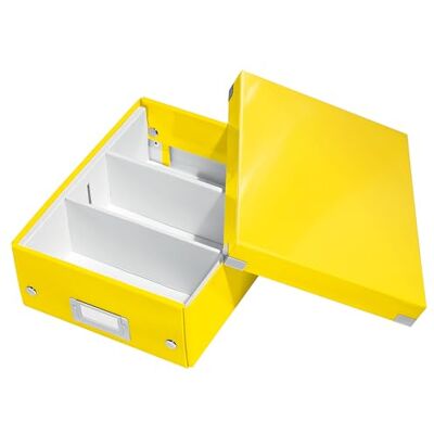 Leitz WOW Click and Store Förvaringsbox med avdelare, small, gul, 60570016 Leitz WOW Click and Store Förvaringsbox med avdelare, small, gul, 60570016