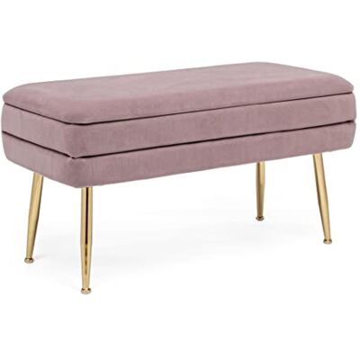KONTE.DESIGN Förvaringsbänk PAVLINA Mauve sammetstyg 80 x 38 x 42 cm KONTE.DESIGN Förvaringsbänk PAVLINA Mauve sammetstyg 80 x 38 x 42 cm