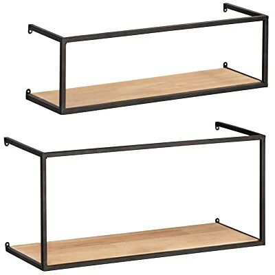 Wenko Vägghylla geo, set om 2, hyllor för glasburkar av metall och furu, snygg förvaring i industriell design för hela hushållet, 55 x 25 x 20 cm och 55 x 16 x 15 cm, svart/brun Wenko Vägghylla geo, set om 2, hyllor för glasburkar av metall och furu, snygg förvaring i industriell design för hela hushållet, 55 x 25 x 20 cm och 55 x 16 x 15 cm, svart/brun