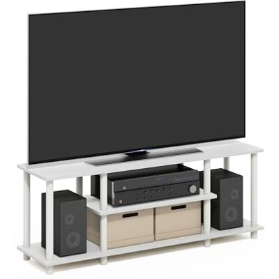 Furinno inga verktyg 3D 3-nivås underhållning TV-stativ, konstruerat trä, vit/vit Furinno inga verktyg 3D 3-nivås underhållning TV-stativ, konstruerat trä, vit/vit
