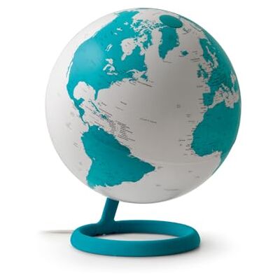 TECNODIDATTICA Atmosphere Evolve Velvet Safir Skandinavisk design jordglob med färglampa, engelsk politisk kartografi, diameter 30 cm och tillverkad i Italien TECNODIDATTICA Atmosphere Evolve Velvet Safir Skandinavisk design jordglob med färglampa, engelsk politisk kartografi, diameter 30 cm och tillverkad i Italien