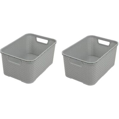 Essential Foods Rottingdesign korg uppsättning av 2 storlekar L 19l, BPA-fri plast PP, ljusgrå, 38 x 27,8 x 18,5 cm, 2 st Essential Foods Rottingdesign korg uppsättning av 2 storlekar L 19l, BPA-fri plast PP, ljusgrå, 38 x 27,8 x 18,5 cm, 2 st