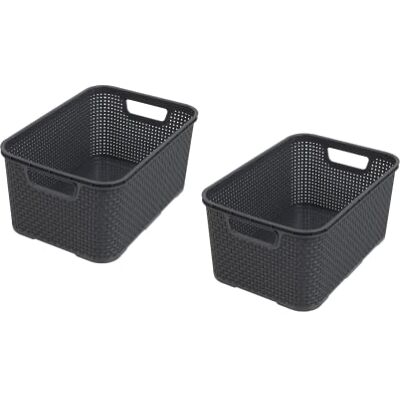 Essential Foods korg i rotting design uppsättning av 2 storlekar L 19l, antracit, 2, 5901098046206 Essential Foods korg i rotting design uppsättning av 2 storlekar L 19l, antracit, 2, 5901098046206