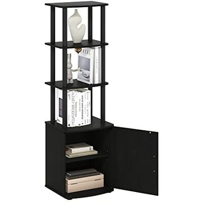 Furinno 3-nivåer hög TV-underhållning sidobord displayställ med förvaringsskåp, tillverkad av trä, svart trä/svart Furinno 3-nivåer hög TV-underhållning sidobord displayställ med förvaringsskåp, tillverkad av trä, svart trä/svart