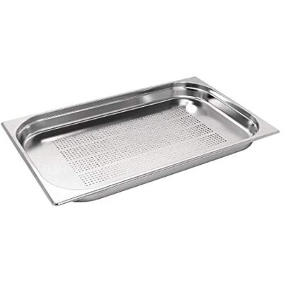 Vogue 81911 Rostfritt stål perforerad 11 Gastronormpanna 40 mm djup matbehållare, silver Vogue 81911 Rostfritt stål perforerad 11 Gastronormpanna 40 mm djup matbehållare, silver