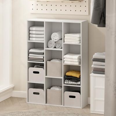 Furinno Vass 11-kub mångsidig öppen hylla kläder & garderob förvaring organisation, vit Furinno Vass 11-kub mångsidig öppen hylla kläder & garderob förvaring organisation, vit