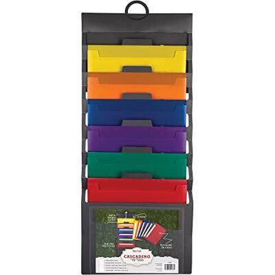 Samsill Kaskad väggfilorganisatör, Classrom organisation och förvaring, 6 avtagbara polyhängande filmappar, Command Center Wall Organizer, Grå med blandade färgmappar Samsill Kaskad väggfilorganisatör, Classrom organisation och förvaring, 6 avtagbara polyhängande filmappar, Command Center Wall Organizer, Grå med blandade färgmappar