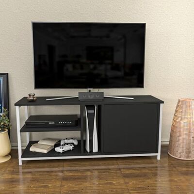 Hanah Home Stylish TV-stativ, vit & antracit, 120 x 35,3 x 50,8 cm 100% melaminbelagd partikelbräda, 18 mm tjock Modern design för vardagsrum och underhållningsplatser Hanah Home Stylish TV-stativ, vit & antracit, 120 x 35,3 x 50,8 cm 100% melaminbelagd partikelbräda, 18 mm tjock Modern design för vardagsrum och underhållningsplatser