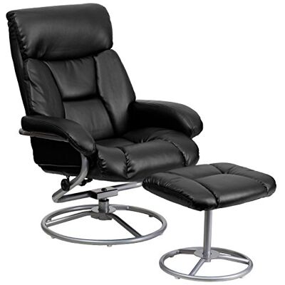 Flash Furniture Flash-möbler samtida läder vilstol och ottoman med bas, metall, svart, 76,2 x 63,5 x 43,814999999998 cm Flash Furniture Flash-möbler samtida läder vilstol och ottoman med bas, metall, svart, 76,2 x 63,5 x 43,814999999998 cm