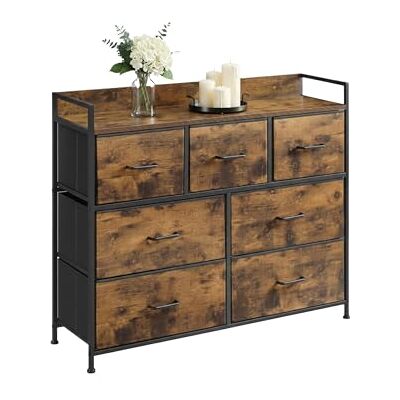 Relaxdays byrå, 7 tyglådor, industriell, HWD: 98 x 85 x 28,5 cm, vardagsrum, hall, svart/brun Relaxdays byrå, 7 tyglådor, industriell, HWD: 98 x 85 x 28,5 cm, vardagsrum, hall, svart/brun