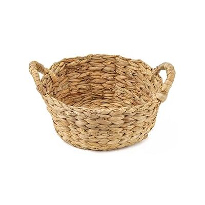 ECHTWERK Förvaringskorg av vattenhyacint, rund, 30 x 24 x 16 cm, naturfärger, flätad korg med handtag för badrum, kontor & vardagsrum ECHTWERK Förvaringskorg av vattenhyacint, rund, 30 x 24 x 16 cm, naturfärger, flätad korg med handtag för badrum, kontor & vardagsrum