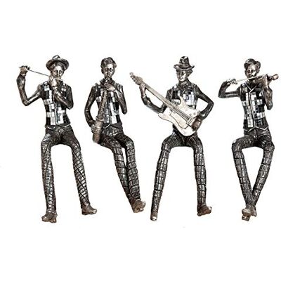 DRW Set med 4 sittande musiker för att sätta en hylla silver på kanten 13,5 x 26 x 12 cm ca DRW Set med 4 sittande musiker för att sätta en hylla silver på kanten 13,5 x 26 x 12 cm ca
