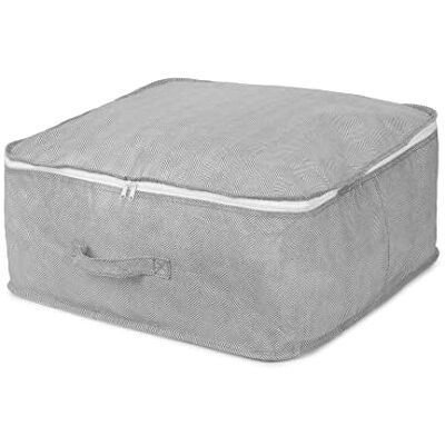 Compactor förvaringsväska med dragkedja, 46 x 46 x H 20,5 cm, polypropylen, Boston Range, grå/vit, RAN10170 Compactor förvaringsväska med dragkedja, 46 x 46 x H 20,5 cm, polypropylen, Boston Range, grå/vit, RAN10170