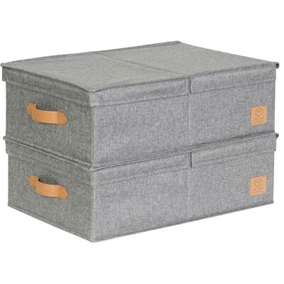 LOVE !T STORE !T LOVE IT STORE IT Premium 2 stycken förvaringslådor med lock M – av linnetyg – set om 2 lådor medium – stabil – grå – 50 x 33 x 16 cm vardera LOVE !T STORE !T LOVE IT STORE IT Premium 2 stycken förvaringslådor med lock M – av linnetyg – set om 2 lådor medium – stabil – grå – 50 x 33 x 16 cm vardera