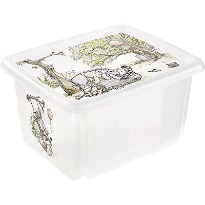 keeeper Nalle förvaringslåda med lock, vridbar och stapelbar, för barn, 24 l, Paulina, transparent natur keeeper Nalle förvaringslåda med lock, vridbar och stapelbar, för barn, 24 l, Paulina, transparent natur
