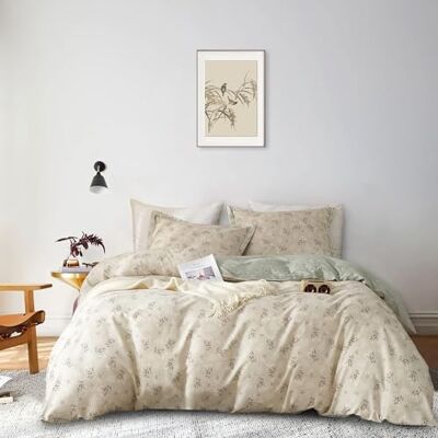 AMWAN Boho påslakan drottning bomull trädgårdsstil estetisk bäddset vintage blommig täcke chic grön botanisk 1 med blixtlåsstängning, 4 slipsar AMWAN Boho påslakan drottning bomull trädgårdsstil estetisk bäddset vintage blommig täcke chic grön botanisk 1 med blixtlåsstängning, 4 slipsar