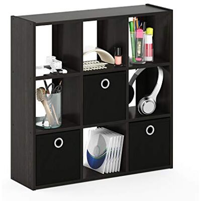 Furinno enkel 9-kub organiserare med fack, liten storlek (monterad enhet mått: 18 cm D x 66 cm B x 66 cm H cm), Espresso/svart Furinno enkel 9-kub organiserare med fack, liten storlek (monterad enhet mått: 18 cm D x 66 cm B x 66 cm H cm), Espresso/svart
