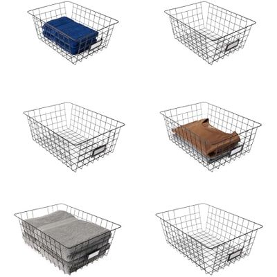 Amazon Basics – förvaringskorgar i tråd för organisering, 6-pack, små, svart Amazon Basics – förvaringskorgar i tråd för organisering, 6-pack, små, svart
