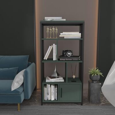 Hanah Home Snygg svart och grön bokhylla, 60 cm x 120 cm x 29,6 cm 100% melaminbelagd partikelbräda, 18 mm tjock Perfekt för modern heminredning och kontor Hanah Home Snygg svart och grön bokhylla, 60 cm x 120 cm x 29,6 cm 100% melaminbelagd partikelbräda, 18 mm tjock Perfekt för modern heminredning och kontor