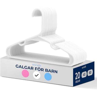 SereneLife Plastgalgar för Barn, 20-Pack, Halkfria, Utrymmesbesparande, Även Lämpliga för Nyfödda och Babykläder SereneLife Plastgalgar för Barn, 20-Pack, Halkfria, Utrymmesbesparande, Även Lämpliga för Nyfödda och Babykläder