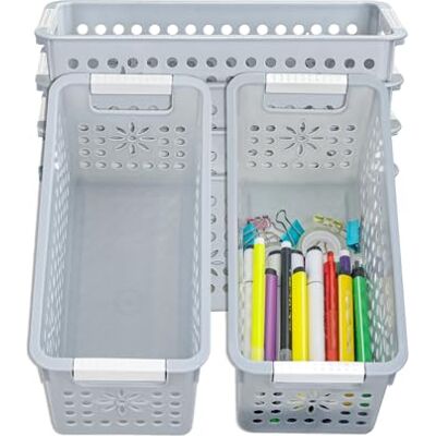 Cetomo Förvaringslåda i plast, förvaringskorgar med handtag, hyllkorgorganiserare med hål, öppen övre förvaringsfack för hem, kök, kontor, grå, 6-pack (29 x 13,5 x 12,5 cm) Cetomo Förvaringslåda i plast, förvaringskorgar med handtag, hyllkorgorganiserare med hål, öppen övre förvaringsfack för hem, kök, kontor, grå, 6-pack (29 x 13,5 x 12,5 cm)