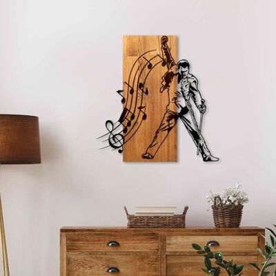 Wallity Elegant dekorativa väggtillbehör i trä, valnöt och svart, 55 x 58 x 3 cm 50% trä (3 cm) och 50% metall (1,5 cm) unik design för moderna utrymmen Wallity Elegant dekorativa väggtillbehör i trä, valnöt och svart, 55 x 58 x 3 cm 50% trä (3 cm) och 50% metall (1,5 cm) unik design för moderna utrymmen