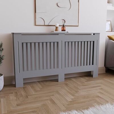 Vida Designs Chelsea kylarskydd moderna lamellplattor målade MDF-skåp (grå, stor) H: 82 / B: 152 / D: 19 cm Vida Designs Chelsea kylarskydd moderna lamellplattor målade MDF-skåp (grå, stor) H: 82 / B: 152 / D: 19 cm